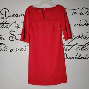 Donna Morgan Bell Sleeve Mini Red Shift Dress, 6